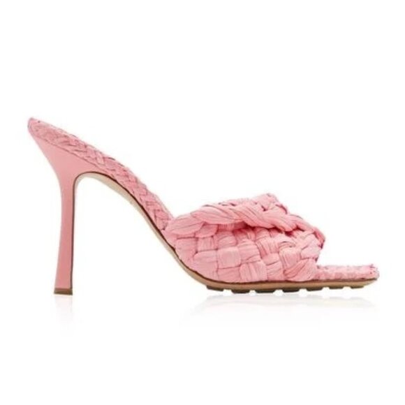 Bottega Veneta Women's Pink Stretch Raffia Sandals Size 39 - Picture 1 of 3